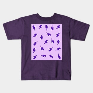 Purple Lightning Bolts Pattern Kids T-Shirt